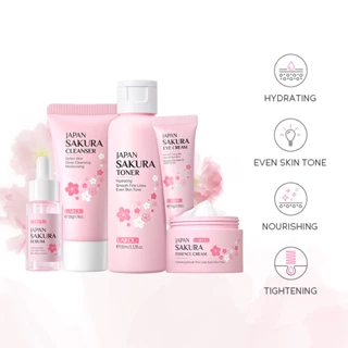 Bộ 5 sản phẩm chăm sóc da mặt LAIKOU làm sáng và trẻ hóa làn da chiết xuất hoa anh đào