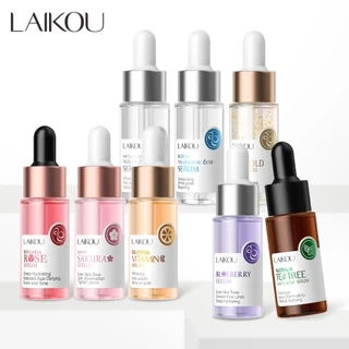 Serum dưỡng da mặt LAIKOU chứa tinh chất vàng 24k/việt quất/hoa đào/axit hyaluronic 17ml