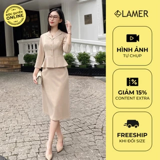 Áo Kiểu Nữ Công Sở Dáng Peplum Tay Lỡ Cổ Bẻ LAMER O61H24Q007