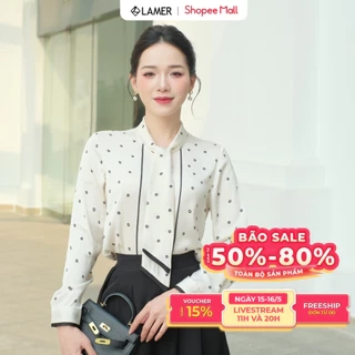 Áo Sơ Mi Lụa Dáng Suông Áo Sơ Mi Công Sở Nữ Phối Nơ Thanh Lịch LAMER L61H25Q007