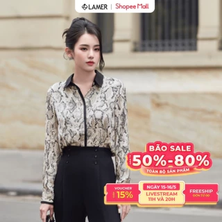 Áo Sơ Mi Nữ Lụa Họa Tiết Phối Cổ LAMER nữ tính, sang trọng L61H25Q006