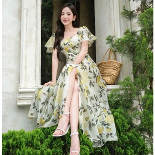 Đầm Maxi Roselle Cổ Vuông Tùng Xoè Xẻ Gối Đầm ĐI Biển Đi Tiệc SHE'S BACK S63L25H002