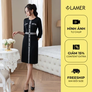 Đầm nữ dáng nẹp đính khuy LAMER L63F23Q027