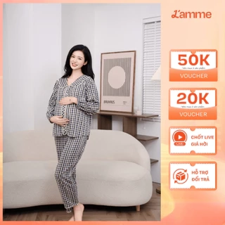 Bộ đồ ngủ mặc nhà Dalia họa tiết kẻ caro trẻ trung, chất liệu đũi mềm mại, kiểu dáng năng động thiêt kế by L'AMME