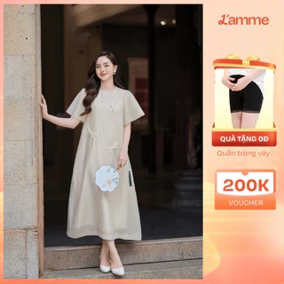Váy bầu, đầm bầu JAMIE Dress dáng suông chum tay cánh tiên che khuyết điểm hoạ tiết chuồn chuồn thêu ruy băng L'AMME