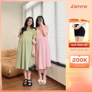 Váy bầu dáng suông Rika Dress cổ polo kiểu basic, váy bầu mùa hè, đầm bầu thiết kế by LAMME