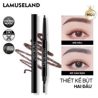 Bút kẻ lông mày LAMUSELAND L18E01 lâu trôi thiết kế hai đầu tiện dụng cao cấp 0.3g