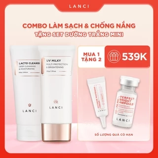 Bộ đôi Sáp tẩy trang 100ml và Sữa chống nắng 50ml LANCI combo làm sạch và chống nắng
