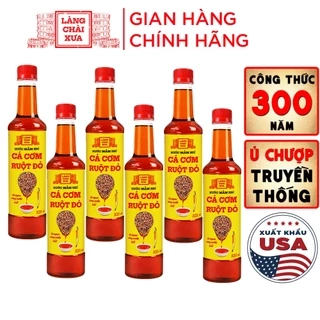 Thùng 6 chai nước mắm nhỉ cá cơm ruột đỏ Làng Chài Xưa 525ml/chai cá ngon vùng nước trồi 300 năm truyền thống