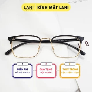 Gọng kính cận nam nữ càng nhựa dẻo nhiều màu, dáng mắt chữ nhật công sở Lani 2723