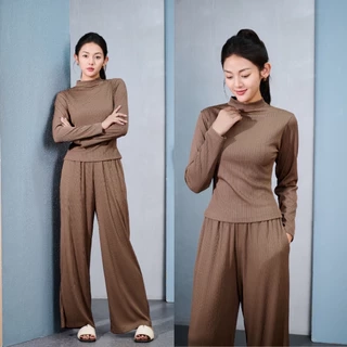 Bộ Quần Áo Thu Đông Cổ Cao Laroma Cho Nữ | Basic - Giữ Ấm - Vải Thơm - Kháng Khuẩn
