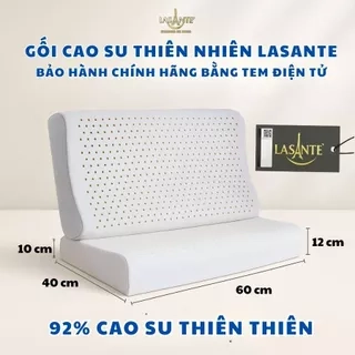 Gối Cao Su Tự Nhiên 10 Cm Lasante (Kèm Vỏ) Massage Cổ Vai Gáy Giúp Cải Thiện Giấc Ngủ 40*60 Cm