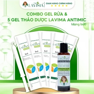 Combo 5 Gel phụ khoa thảo dược Lavima Antimic làm sạch, dưỡng ẩm - 1 Gel Rửa vệ sinh phụ nữ 88G