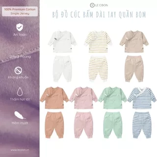 Bộ Đồ Cúc Bấm Dài Tay Quần Boom LECOON Cho Bé 0 - 18 tháng