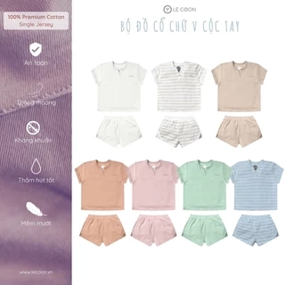 LE COON | Bộ Đồ Cổ Chữ V Cộc Tay | COOL | 6 - 36 tháng