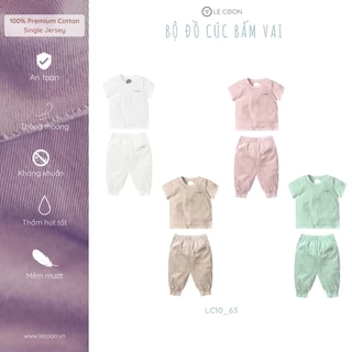 LE COON | Bộ Đồ Cúc Bấm Vai Cộc Tay | Vải COOL mỏng mát | 3 tháng-3 tuổi