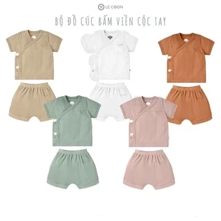 LE COON | Bộ Đồ Cúc Bấm Viền Cộc Tay | COOL | 0 tháng-3 tuổi
