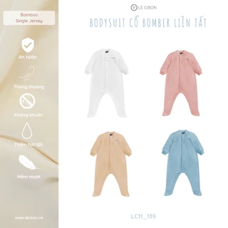 LE COON | BODYSUIT CỔ BOMBER LIỀN TẤT | BAMBOO mỏng mát | 0-9 tháng