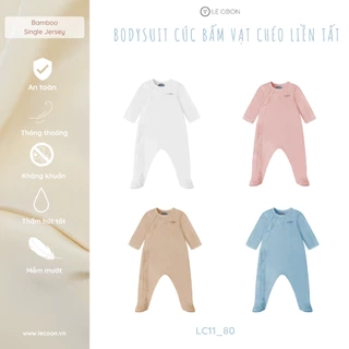 LE COON | Bodysuit Dài Cúc Bấm Vạt Chéo Liền Tất | BAMBOO mỏng mát | 0-9 tháng
