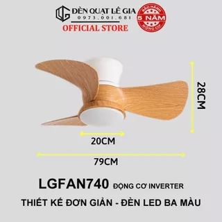 Quạt trần chung cư mini LGFAN740 | Quạt trần cổ ngắn cho bàn ăn, phòng ngủ đẹp, nhỏ gọn 2024