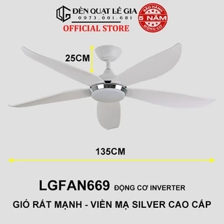 Quạt Trần Đẹp | Quạt Trần Đèn Gió Mạnh LGFAN669 | Quạt Trần Chung Cư Cổ Ngắn 25cm