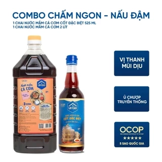 Chấm ngon - nấu đậm ( Combo nước mắm cốt đặc chai thủy tinh 525ml + cá cơm 2L)
