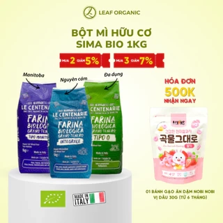 Bột mì hữu cơ Sima Bio 1kg các loại nguyên cám, đa dụng, Manitoba