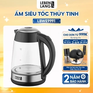 Ấm siêu tốc bình siêu tốc thủy tinh LEBENLANG LBL2879 1.7 lít, công suất 2200W, bảo hành trong 2 năm