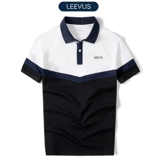Áo Polo nam có cổ RAKEN LEEVUS màu trắng xanh đen, thêu logo, vải CVC cá sấu, form regular APL266