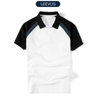 Áo Polo nam ROVE LEEVUS màu trắng phối raglan đen xanh, CVC cá sấu, form regular APL316