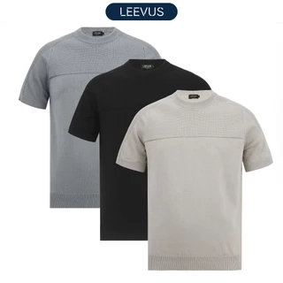 Áo thun nam LEN DỆT KIM cotton cao cấp Mix Ribbed T-shirt thiết kế ôm dáng lịch lãm LEEVUS AT30