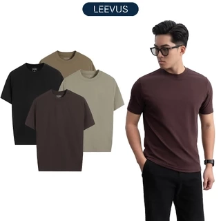 Áo thun nam Ribbed T-shirt thun co giãn thấm hút tốt dệt gân nhuyễn sang trọng chỉn chu LEEVUS AT29