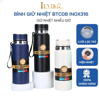 Bình giữ Nhiệt Nóng Lạnh Levika Giữ Khoảng 6- 12 Tiếng Không Rỉ Nước Có Dây Đeo Hiện Nhiệt Độ Dung Tích 1000ml
