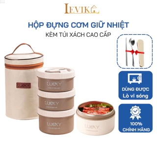 Hộp đựng cơm giữ nhiệt LEVIKA ,Hộp cơm trưa văn phòng cách nhiệt bằng thép không gỉ 304.HC09