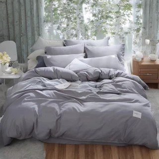 Bộ vỏ chăn ca gối cotton tici LIDACO - Xám Nhạt