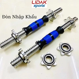 Đòn tạ tay inox dài 35cm tay nắm bọc cao su , thanh đòn tạ đơn inox cao cấp nhập khẩu - LIDAK SPORT