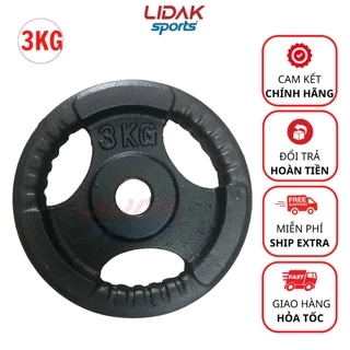 Tạ gang, bánh tạ gang 3kg phi 30 tạ đúc đặc nguyên khối hàng loại một - LIDAK SOPRT