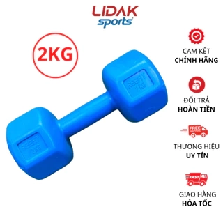 Tạ tay nhựa 2kg Lidak, bên trong ruột tạ có lõi thép - LIDAK SPORT