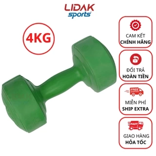 Tạ tay nhựa LIDAK 4kg, quả tạ tập tay bọc nhựa tập gym có lõi thép - LIDAK SPORT