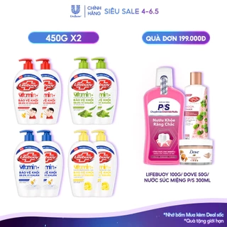 Nước Rửa Tay Lifebuoy Vitamin+ Combo 2 chai 450g/chai
