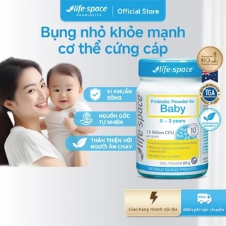 Men vi sinh Life Space Powder For Baby giúp hỗ trợ tốt cho tiêu hóa, hỗ trợ tăng cường sức đề kháng cho bé 0-3 tuổi 60g