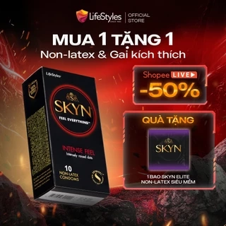Bao cao su gân gai Lifestyles SKYN Intense, bao cao su siêu mỏng, nonlatex cao cấp H10 bcs