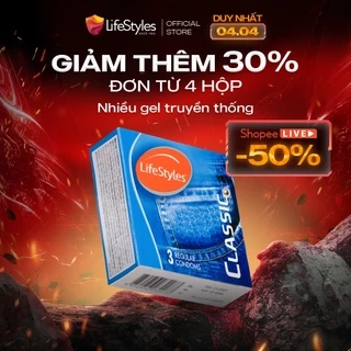 Bao cao su LifeStyles Classic mỏng trơn truyền thống, ôm sát nhiều gel Hộp 12 bcs