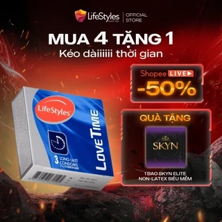 Bao cao su LifeStyles siêu mỏng, kéo dài thời gian quan hệ, bao cao su gân gai, hộp 3 bcs/12 bcs
