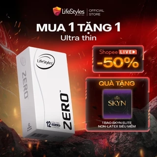 Bao cao su Lifestyles Zero Ultra Thin siêu mỏng, nhiều gel bôi trơn hộp 3 bcs/12 bcs