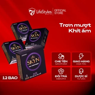 Bao cao su siêu mỏng LifeStyles Skyn Elite non-latex không mùi cao su Hộp 3 bcs