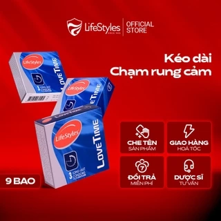 Combo 3 hộp Bao cao su kéo dài thời gian quan hệ LifeStyles Love Time nhiều gel - Hộp 3 bao