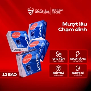 Combo 4 hộp Bao cao su kéo dài thời gian quan hệ LifeStyles Love Time - Hộp 3 bao