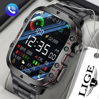 Lige Đồng Hồ Thông Minh Đa Chức Năng Màn Hình 1.96 inch Chống Thấm Nước