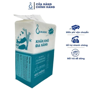 Khăn vải khô đa năng Likado cho bé 400 tờ 100% cotton kích thước 15*20cm